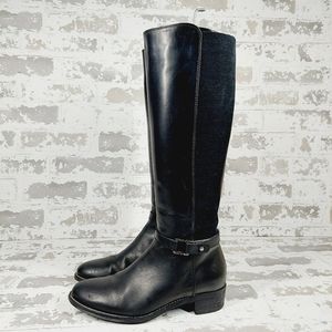 Aquatalia Olita Black Leather Knee High Tall Block Heel Boots K1008